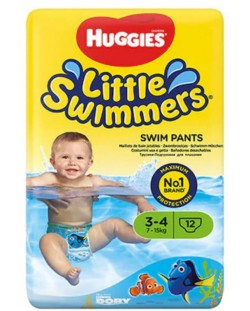 Бебешки бански пелени Little Swimmers - Размер 3-4, 7-15 kg, 12 броя