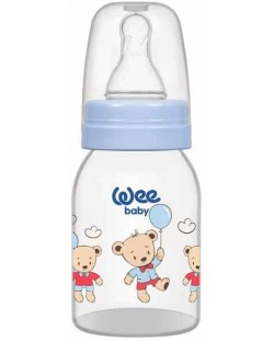 Бебешко шише Wee Baby Classic - 125 ml, синьо с мечета