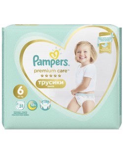 Бебешки пелени гащи Pampers - Premium Care 6, 31 броя