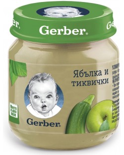 Бебешко пюре Nestle Geber - Ябълкa и тиквички, 130 g