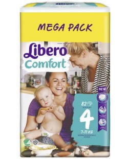 Бебешки пелени Libero Comfort - Mega 4, 82 броя 