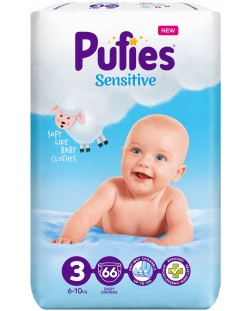 Бебешки пелени Pufies Sensitive 3, 66 броя