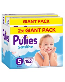 Бебешки пелени Pufies Sensitive 5, 11-16 kg, 152 броя