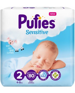Бебешки пелени Pufies Sensitive 2, 80 броя