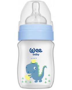 Бебешко шише Wee Baby Classic Plus, PP, 150 ml, синьо с динозавър