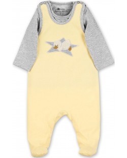 Бебешки гащеризон и блузка Sterntaler - С пате, 56 cm, 3-4 месеца, жълт