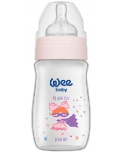 Бебешко шише Wee Baby Classic Plus, 250 ml, розово с момиче