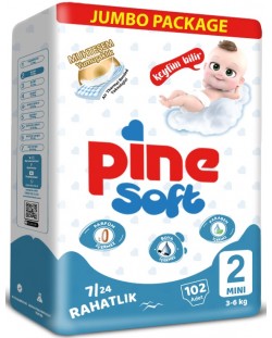 Бебешки пелени Pine Soft - Mini 2, 102 броя
