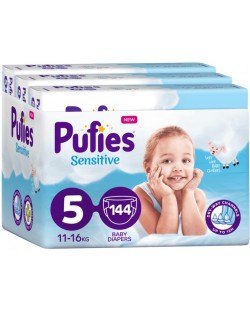 Бебешки пелени Pufies Sensitive 5, 144 броя