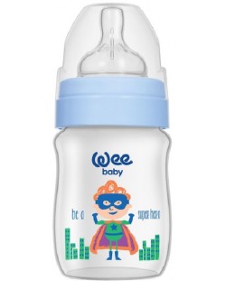 Бебешко шише с Wee Baby Classic Plus, PP, 150 ml, синьо с момче