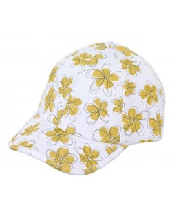 Бейзболна шапка с UV 50+ защита Sterntaler - С цветя, 55 cm, 4-6 години, бяла