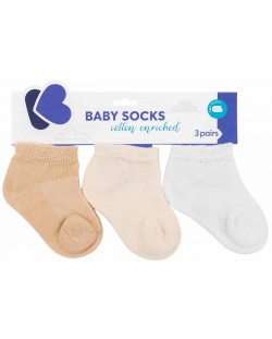Бебешки летни чорапи Kikka Boo - 6-12 месеца, 3 броя, Beige 