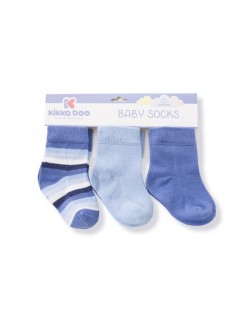 Бебешки чорапи Kikka Boo Stripes - Памучни, 6-12 месеца, светло сини