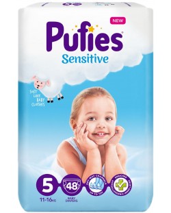 Бебешки пелени Pufies Sensitive 5, 48 броя
