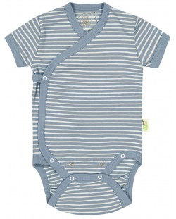 Бебешко боди на райе Bio Baby - Органичен памук, 56 сm, 1-2 месеца, синьо