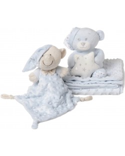 Бебешки комплект за сън Interbaby - Къщичка синя, 3 части