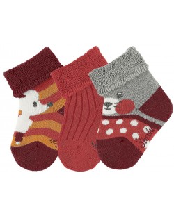 Бебешки хавлиени чорапи Sterntaler - За момиче, 13/14, 0-4 месеца, 3 чифта