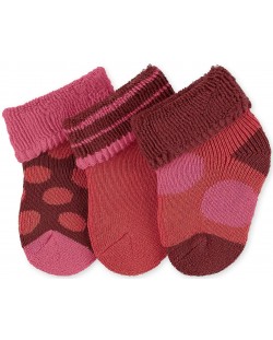 Бебешки хавлиени чорапи за момиче Sterntaler - 13-14 размер, 3 чифта, червени