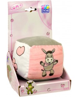 Бебешко кубче със звънче Happy People - Магаренце, розово