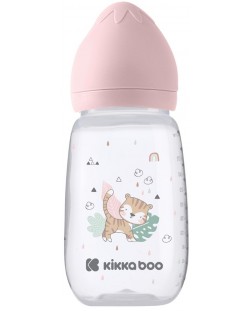Бебешко шише с широко гърло KikkaBoo Clouds - Savanna, 310 ml, Pink