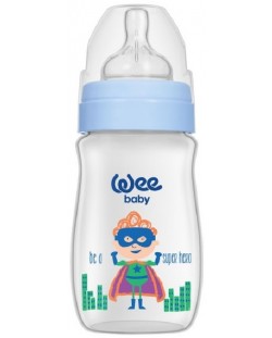 Бебешко шише Wee Baby Classic Plus, 250 ml, синьо с момче