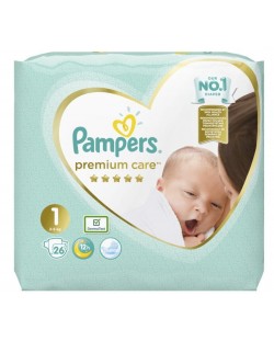 Бебешки пелени Pampers - Premium Care 1, 26 броя 
