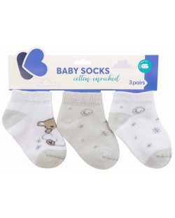 Бебешки летни чорапи Kikka Boo - Dream Big, 6-12 месеца, 3 броя, Beige 
