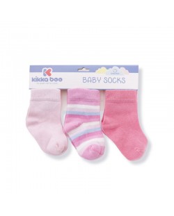 Бебешки чорапи Kikka Boo Stripes - Памучни, 6-12 месеца, розови