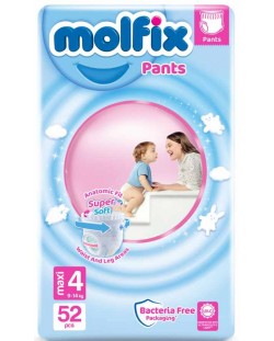 Бебешки пелени гащи Molfix - Maxi 4, 9-14 kg, 52 броя