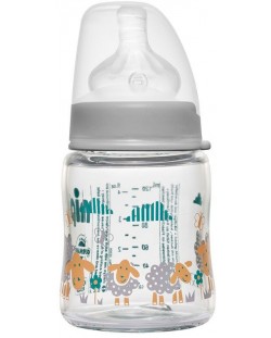 Бебешко стъклено шише NIP - Flow S, 0 м+, 120 ml, Boy
