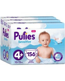 Бебешки пелени Pufies Sensitive 4+, 156 броя