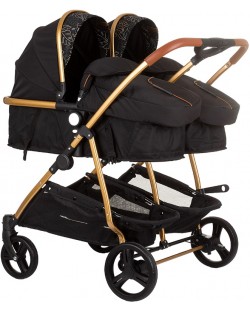 Бебешка количка за близнаци Chipolino - Дуо Смарт, обсидиан/листа