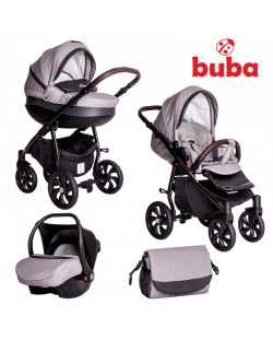 Бебешка комбинирана количка 3в1 Buba - Estilo 932, черна/светлосива