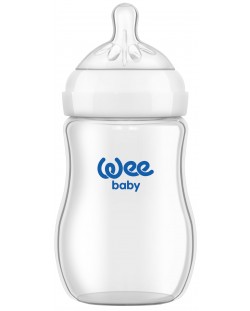 Бебешко стъклено шише Wee Baby - Natural, 250 ml