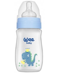 Бебешко шише Wee Baby Classic Plus, 250 ml, син динозавър