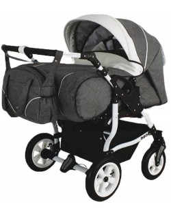 Бебешка количка за близнаци Adbor - Duo Stars, цвят D-03, черна