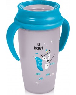 Бебешка чашка с дръжки Lovi Active - 360 градуса, 350 ml, синя
