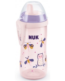 Бебешко шише с твърд накрайник Nuk - Glow in the Dark, розово, 300 ml