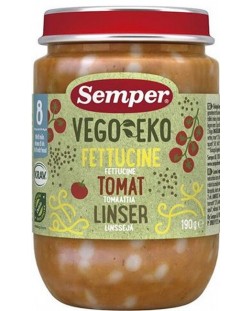 Био ястие Semper Vego & Eko - Фетучини с домат и леща, 190 g