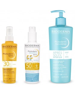 Bioderma Photoderm Комплект - Спрей Pediatrics, Невидим спрей и Гел-крем за след слънце, 2 x 200 + 500 ml