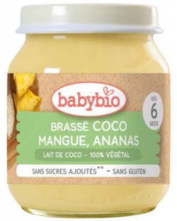 Био плодово пюре Babybio - Кокосово мляко, манго и ананас, 130 g