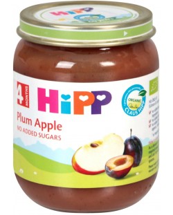 Био плодово пюре Hipp - Сливи и ябълки, 125 g 