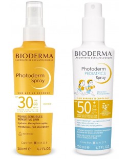 Bioderma Photoderm Комплект - Слънцезащитен спрей Pediatrics и Невидим спрей, SPF30, 2 x 200 ml