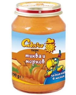 Био зеленчуково пюре Слънчо - Тиква и морков, 190 g