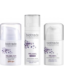 Biotrade Melabel Комплект - Избелващ крем Forte, Нощен и Слънцезащитен крем за лице, SPF 50+, 2 x 50 + 30 ml