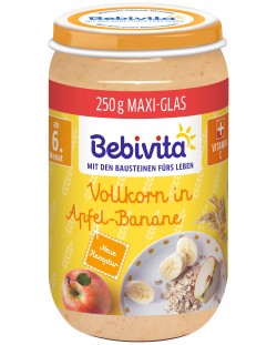 Био пълнозърнеста плодова каша Bebivita - Ябълка и банан, 250 g 