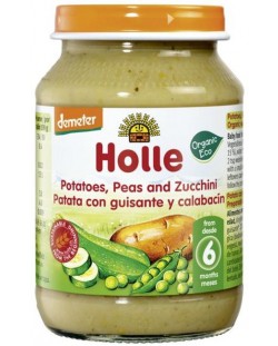 Био зеленчуково пюре Holle - Картофи, грах и тиквички, 190 g