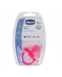 Биберон-залъгалка Chicco - Physio Soft, силикон, над 12 месеца, за момиче