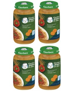 Био ястие Nestle Gerber Organic - Пълнозърнести спагети с телешко, 12 м+, 4 х 250 g