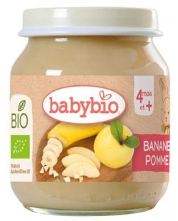 Био плодово пюре Babybio - Ябълка и банан, 130 g